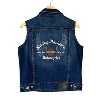 Harley Davidson Gilet Denim Donna L Motociclista Angel Wings Grunge Y2K