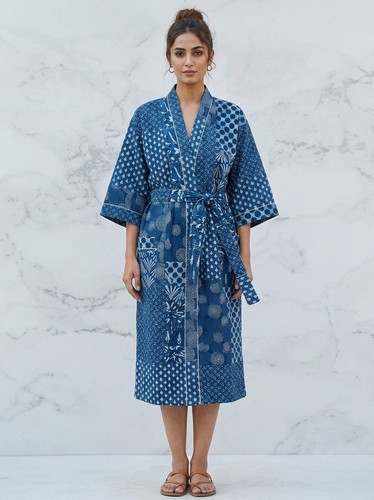 Accappatoio blu indaco kimono - accappatoio,