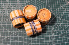 4 SCATOLINE in cartone per rulli fotografici - vintage anni 30 (con annotazioni)