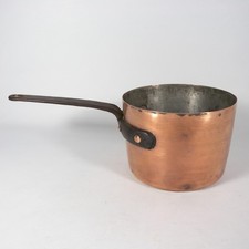 ANTICA PENTOLA CASSERUOLA TEGAME IN RAME MANICO IN FERRO FORGIATO Ø 15 cm W104