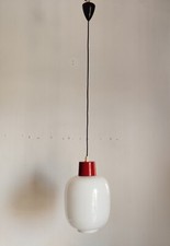 lampada a sospensione in vetro opaline anni '70