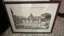 Quadro 'Veduta del Ponte e Castello Sant'Angelo' con cornice
