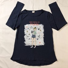 Zara Camicia Bambino Bambina 13/14 Anni Blu Sognare a Parigi Grafica