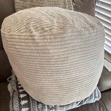 Beige Striped Fabric Round