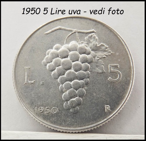 1950 moneta italia lire uva - 5,