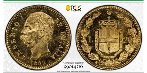 Moneta oro lire 1882 r - oro,