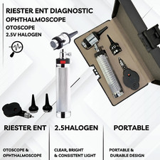 Kit diagnostico otorinolaringoiatra Riester otoscopio oftalmoscopio 2,5 V luce alogena med. attrezzo