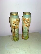 VASI D'EPOCA IN VETRO dipinti   COPPIA VASI