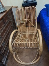 Grande Sedia a Dondolo In BAMBÙ Vintage.