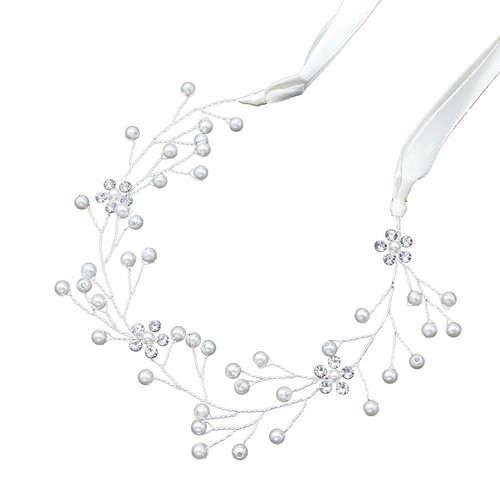 Cerchietto argento perlato