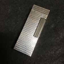 Accendino vintage Dunhill Rollagas colore argento taglio incrociato revisionato