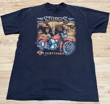 VINTAGE HARLEY DAVIDSON 3D EMBLEM STURGIS SURVIVORS 50 YEAR ANNIVERSARY T-SHIRT