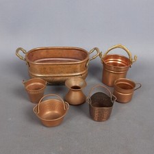 Set Secchielli Mini In Rame Lucido Artigianali Made In Italy Vintage Anni 50