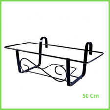 Fioriera balconiera portavaso rettangolare da balcone per ringhiera 50 cm ferro