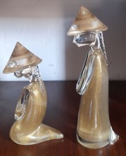 MURANO Archimede Seguso firmati coppia cinesi 1950/60 foglia oro 24 Kt sommerso