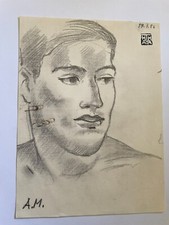 THAYAHT Ernesto Michahelles 1893/1959 ritratto virile 1956 cachet atelier