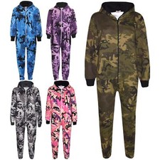 Tuta mimetica in pile ragazza ragazzo A2Z Onesie pezzo unico bambini tutto in uno 5-13 anni