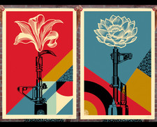Shepard Fairey (OBEY) - AK47 Lotus & AR15 Lily - Set di 2 stampe - FIRMATO - 2024/25