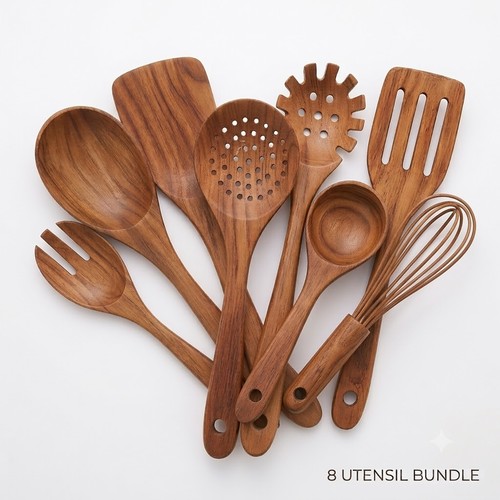 Piece teak wood cooking - 8-piece,
