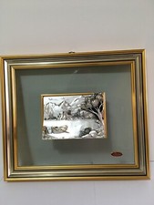 Quadro bassorilievo Ranieri in lamina argento 800 cornice col. oro/arg. 28x32
