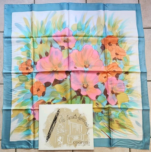 Foulard soie vintage 90x90 - soie,
