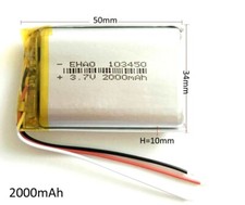BATTERIA RICARICABILE 103450 3,7V 2000mAh Li-Po 3 fili x GPS DOGTRACE X20 X30