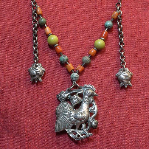 Antica collana argento - , corallo