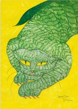 Dipinto Tecnica Mista su Cartoncino,Quadro Novella Parigini,Gatto.