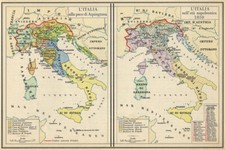 Poster Retro Mappa Italiana Geografia Educazione Sfondo Stampa Murale Decorazione Parete
