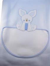 COPERTINA X LETTINO IN PILE AZZURRO "CONIGLIETTO SEDUTO" CON AIDA DA RICAMARE