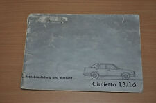 ALFA ROMEO Giulietta 1.3/1.6 BA Bedienungsanleitung Betriebsanleitung 
