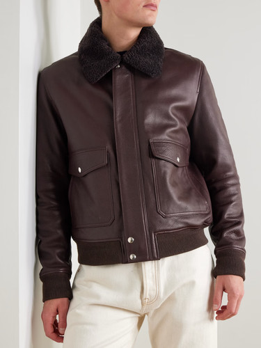 Bomber pelle marrone mucca - pelle,