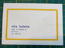 TESSERA PUNTI NEGOZIO DISCHI GENOVA " ALTA FEDELTA' "