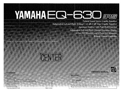 Yamaha 630 equalizer - eq-630, owners