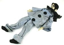 Bambola di Pezza PIERROT Alta Lunga con Lacrima sul Viso D'Epoca Vintage Moda