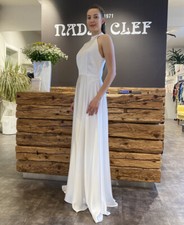 Abito Carla Ruiz donna lungo vestito elegante bianco raso cerimonia tg 44