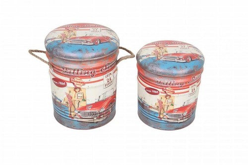 Set pouf contenitore - contenitore, tondo
