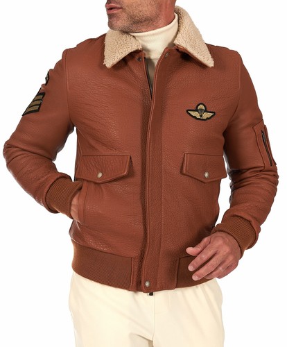 Giacca pelle cuoio raggrinzita - cuoio,