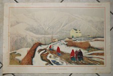 TOMMASO CASCELLA   LITOGRAFIA   DOMENICA IN MONTAGNA  ( 58 X 39 )  1914
