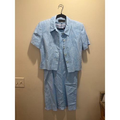 Set giacca abito lino blu