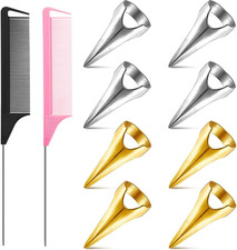 10 Pezzi Anelli Di Separazione Capelli in Metallo, Pettine a Coda E Strumento pe