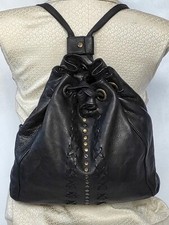 borsa donna zaino a spalla VERA PELLE morbido vintage nero zainetto tracolla