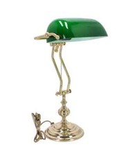 Lampada da scrivania americana ottone lucido catena MADE IN ITALY vetro verde