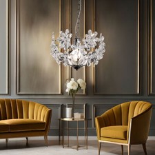 Luce a Sospensione Blätterleuchte Lampada Fiori Cromo E27 Altezza 87cm