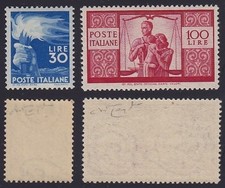Italia 1945 Democratica L.100 - L.30 nuovi MNH** g. integra centrati © Raybaudi