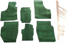 Per Fiat 600 d'epoca Set 6pz Tappeti Tappetini Gomma e Moquette VERDI Su Misura