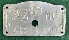 Targa Bollo Mezzi Agricolo 1942