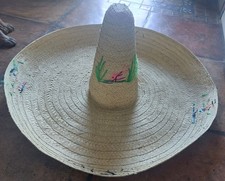 CAPPELLO Large Vintage Sombrero Straw Mexican Hat Woven Yarn Design Pagliafilato