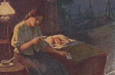 CARTOLINA  ARTE PITTURA VISIONI DI GUERRA LA SPOSA CESARE SACCAGGI NON VIAGGIATA