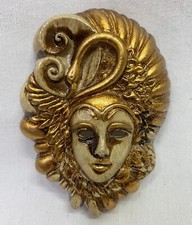 Maschera veneziana in ceramica decorazione da parete 12x8,5 cm arredo collezione